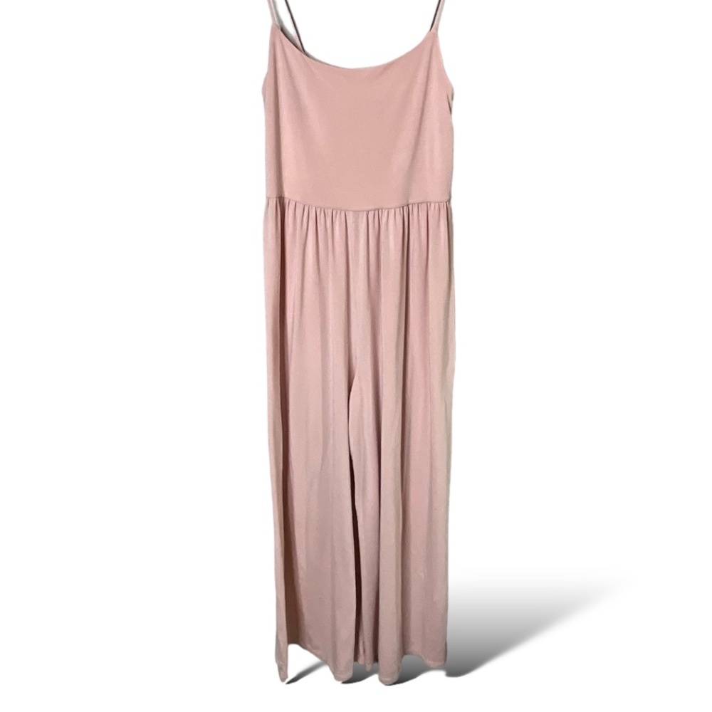 EUC Aritzia Baby Pink Spaghetti Strap Wide Leg Jumpsuit with Pockets!! - Picture 2 of 9